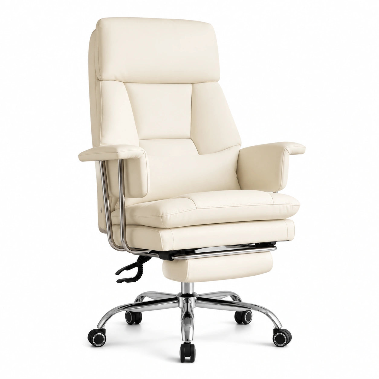 Bureau, pivotant, réglable, en cuir, coloris beige, pour l’espace de travail