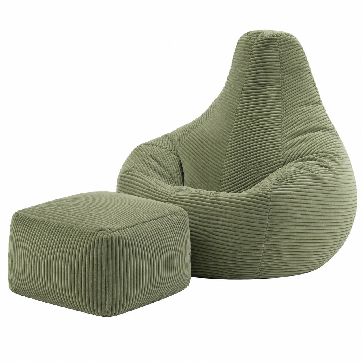 Fauteuil, en velours côtelé, coloris vert, pour le salon ou la chambre
