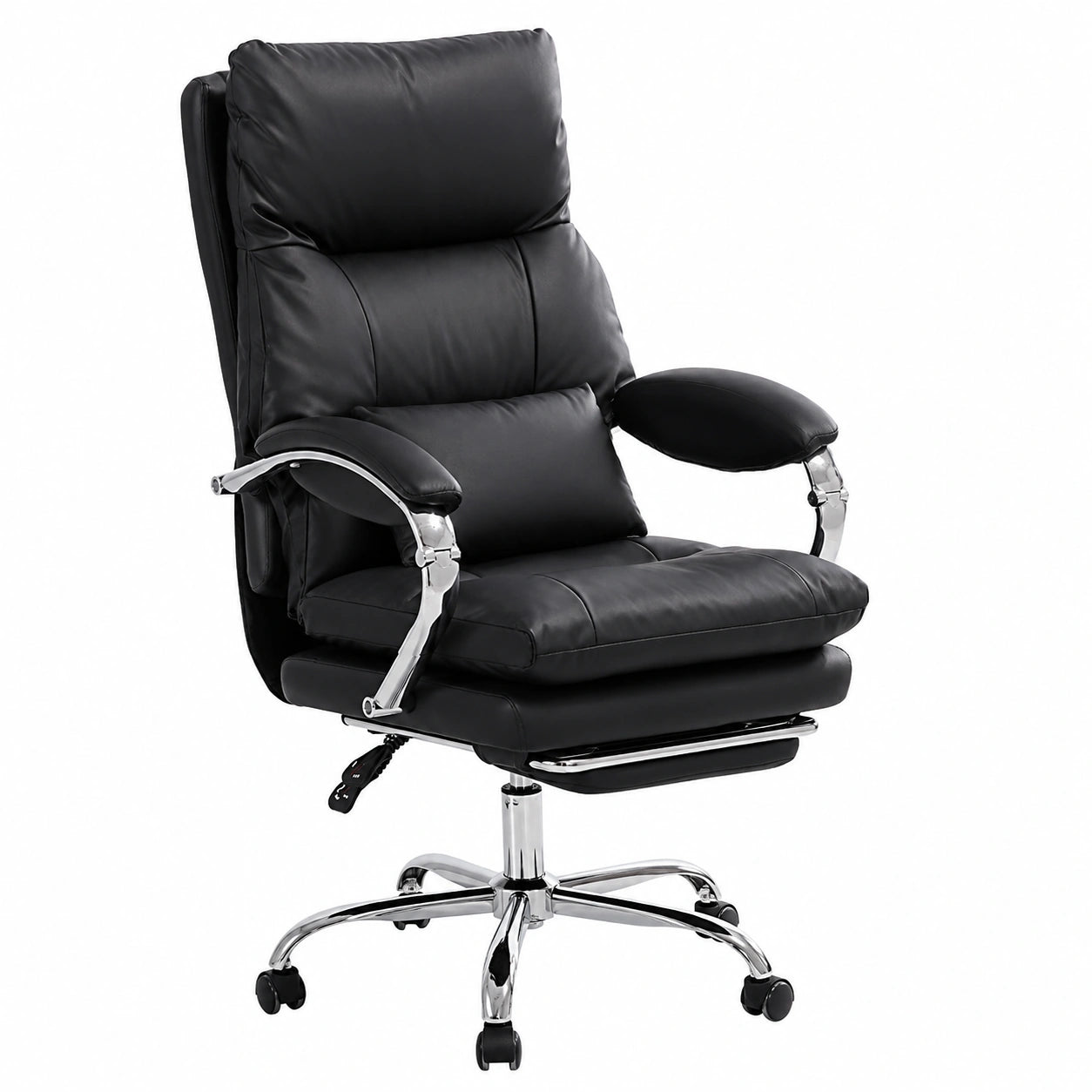 Bureau, sur roulettes, en cuir, coloris noir, pour l’espace de travail
