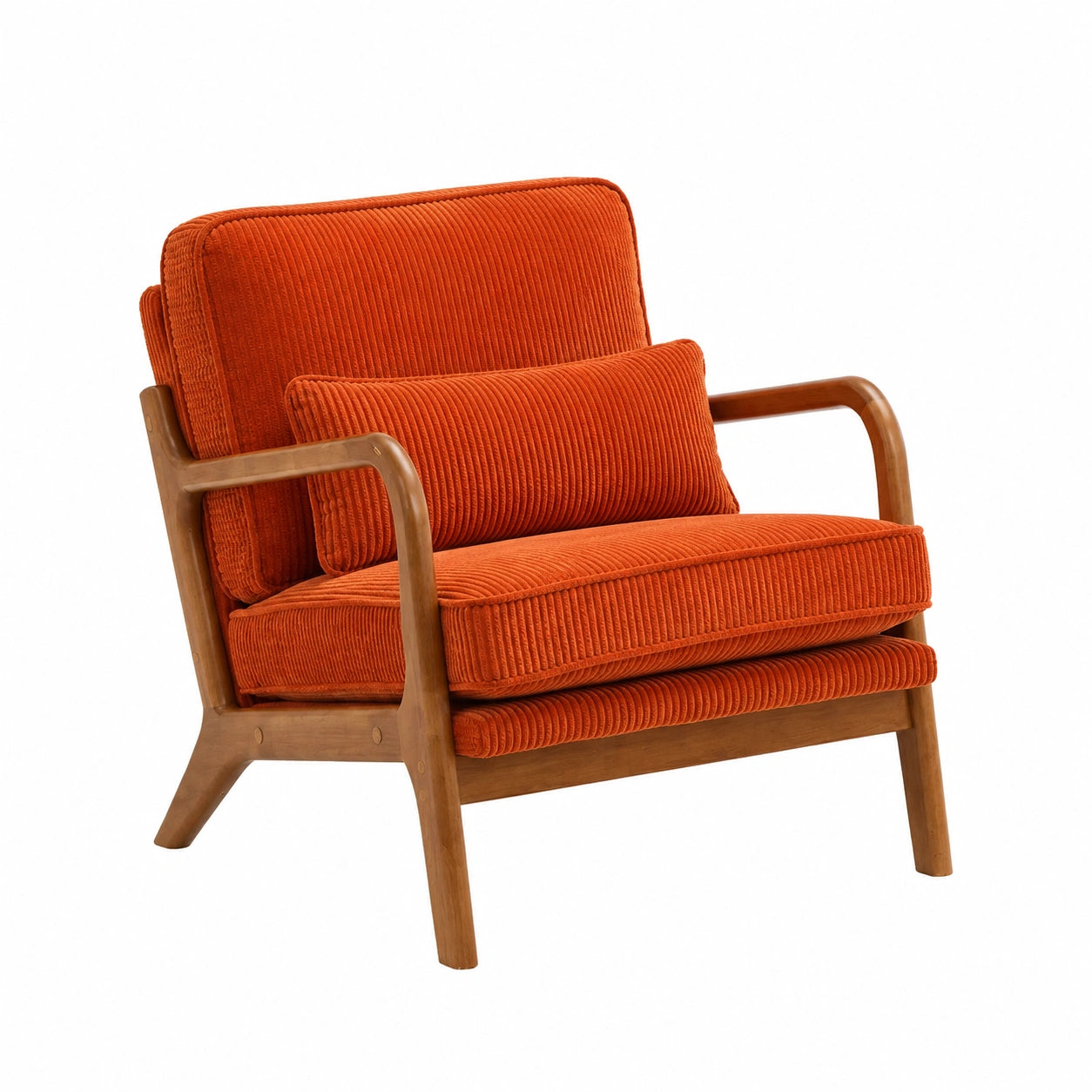 Fauteuil, en velours côtelé, 65 x 80 x 78 cm, coloris orange, pour le salon ou la chambre