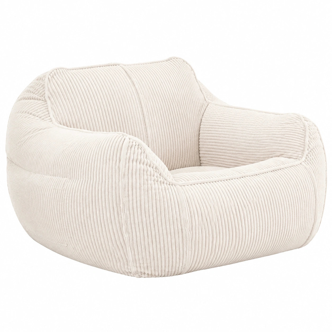 Fauteuil, en velours côtelé, coloris blanc, pour le salon ou la chambre