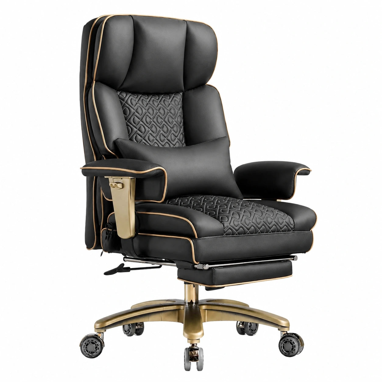 Bureau, réglable, en cuir, coloris noir, pour l’espace de travail