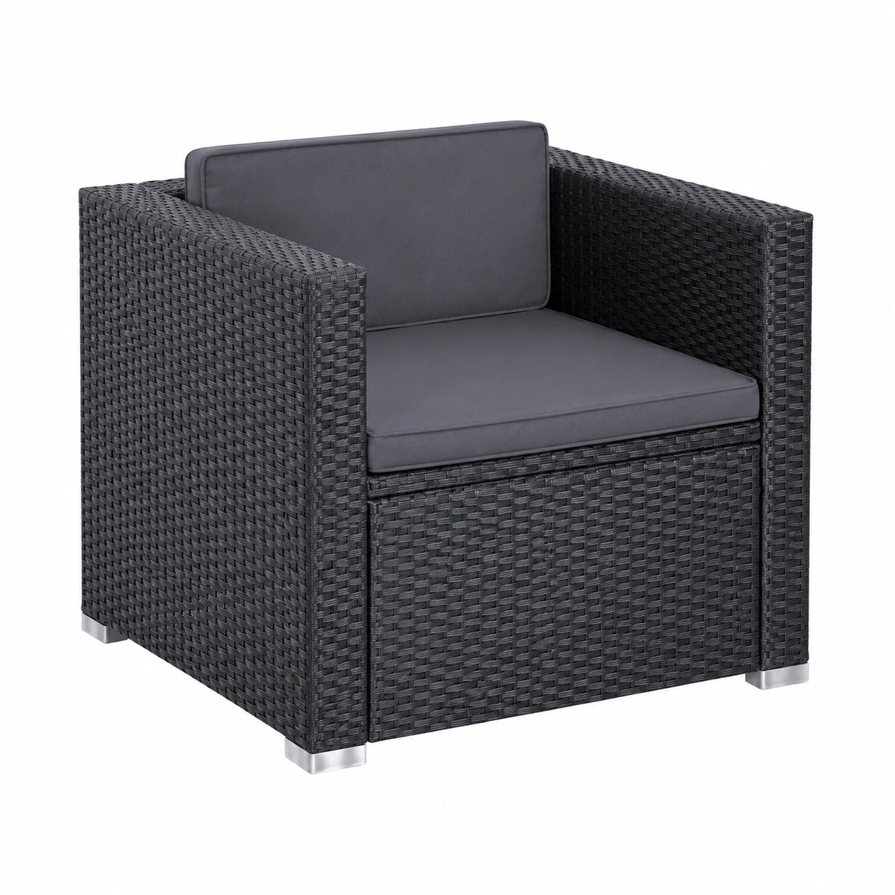 Salon de jardin, 5 places, en résine tressée, coloris anthracite, pour la terrasse ou le jardin