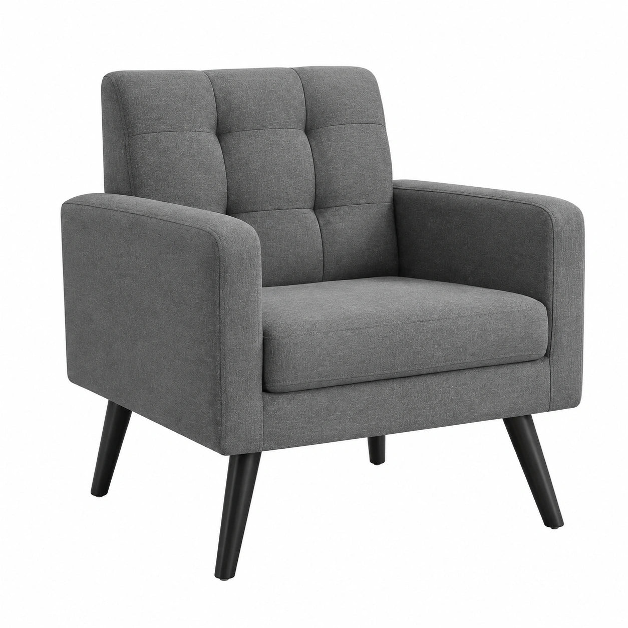 Fauteuil, en bois massif et tissu, coloris gris, pour le salon ou la chambre
