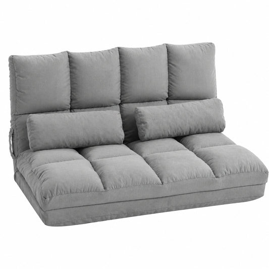 Canapé convertible, pliable, réglable, 2 places, coloris gris, pour le salon ou la chambre d’amis