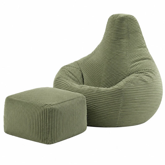 Fauteuil, en velours côtelé, coloris vert, pour le salon ou la chambre