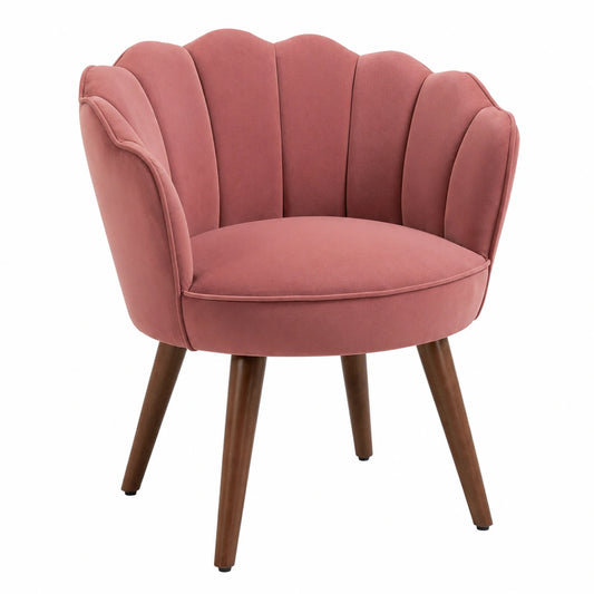 Fauteuil, en velours, coloris rose, pour le salon ou la chambre