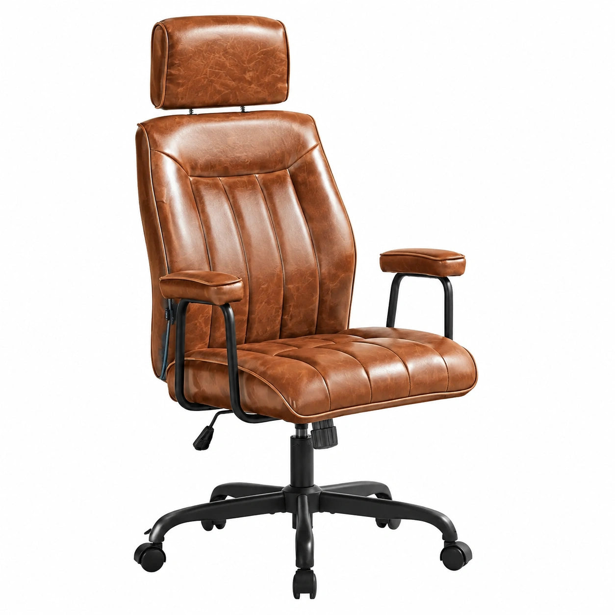 Bureau, pivotant, réglable, en cuir, coloris brun, pour l’espace de travail