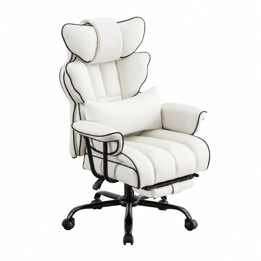 Bureau, en cuir, pivotant, réglable, coloris blanc, pour l’espace de travail