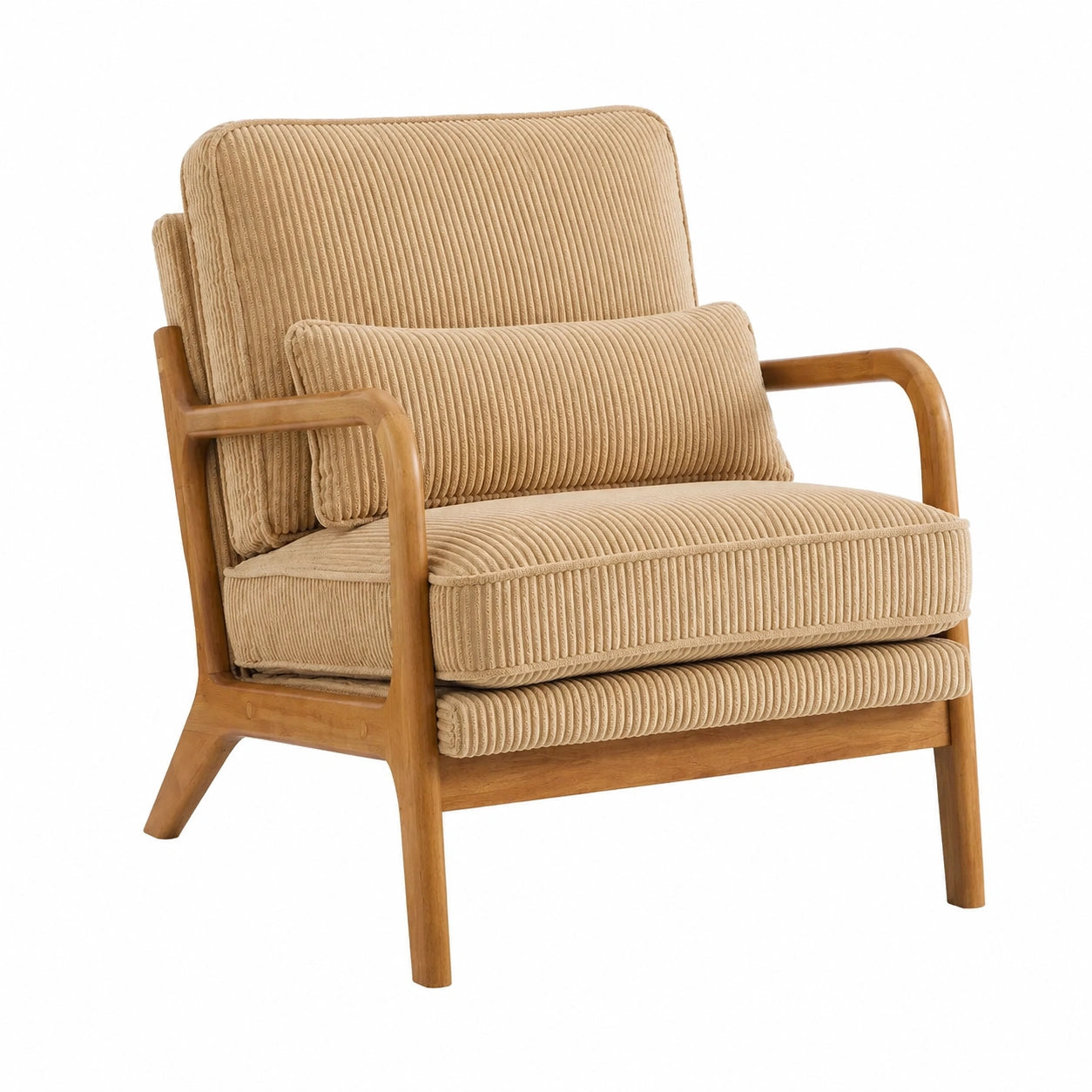 Fauteuil, en velours côtelé, 65 x 80 x 78 cm, coloris marron, pour le salon ou la chambre