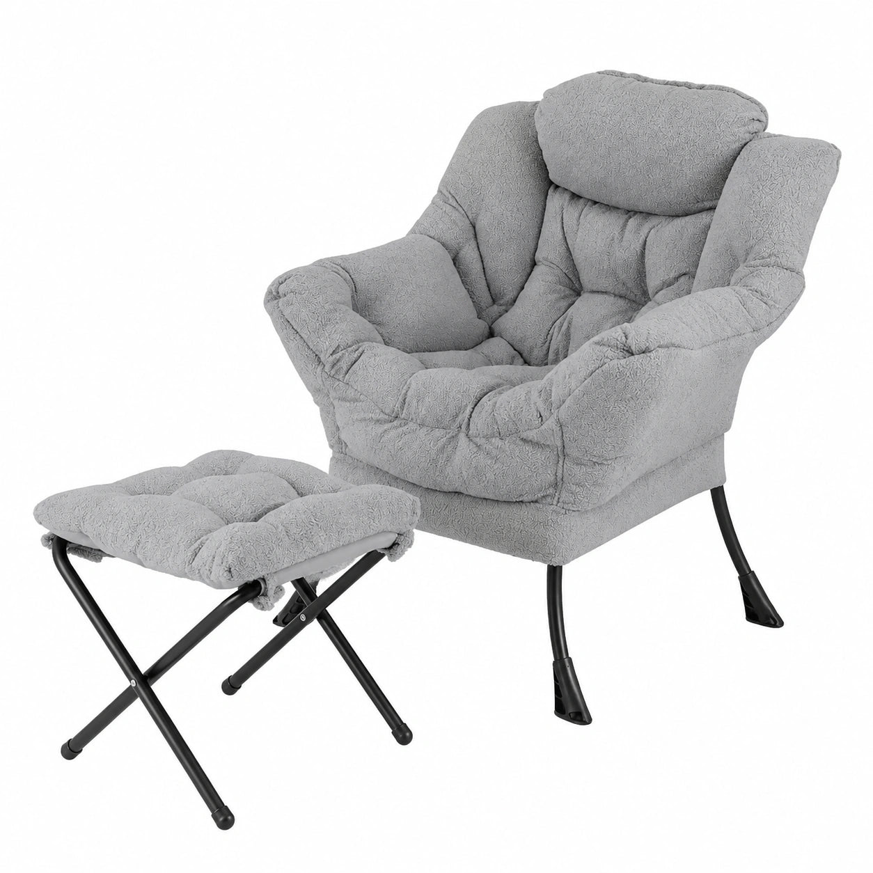 Fauteuil relax, en métal, coloris gris, pour le salon