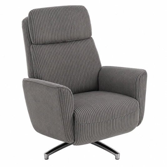 Fauteuil relax, pivotant, réglable, avec prise intégrée, en velours côtelé, coloris gris, pour le salon