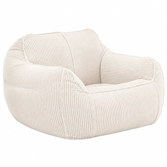 Fauteuil, en velours côtelé, coloris blanc, pour le salon ou la chambre
