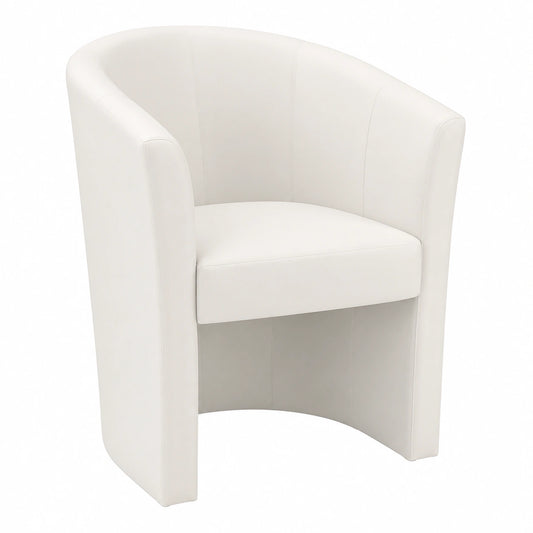 Fauteuil, en cuir, rembourré, coloris blanc, pour le salon ou la chambre