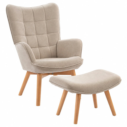Fauteuil, en velours côtelé, coloris marron, pour le salon ou la chambre