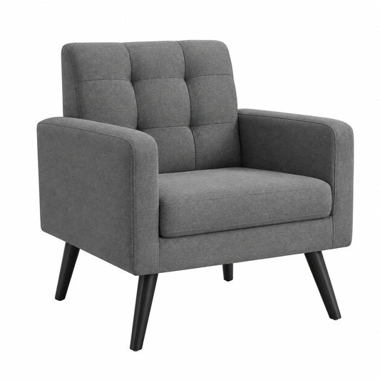 Fauteuil, en bois massif et tissu, coloris gris, pour le salon ou la chambre